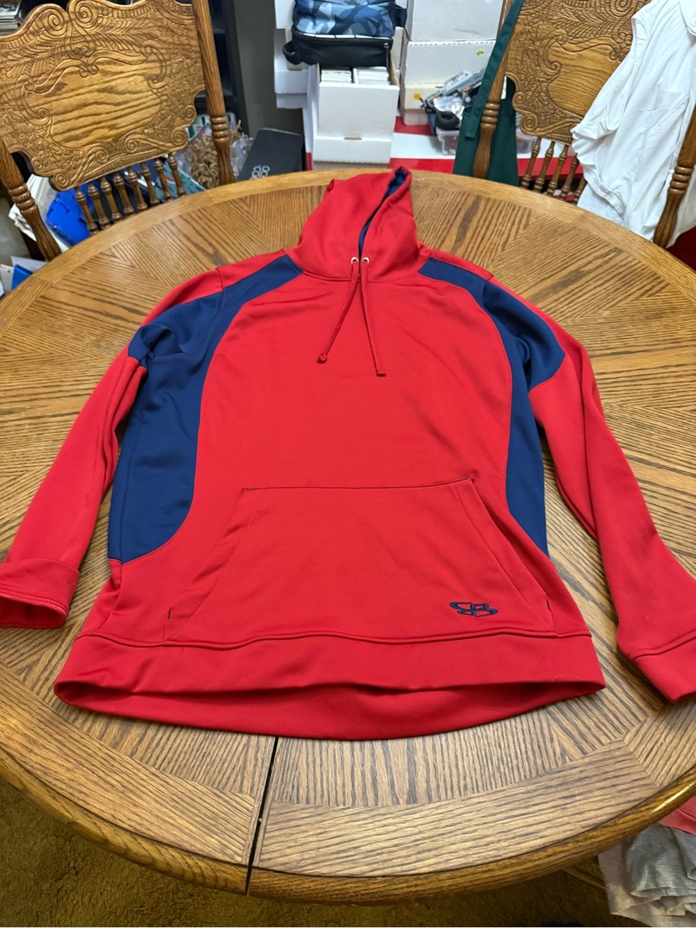 Bombah Red and Navy Pullover Hoodie with Front Pocket